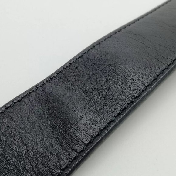 100% Authentic Gucci Belt Black Gold Leather - Picture 7 of 9